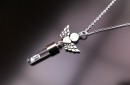 angel heart wings mother pearl rice charm on chain