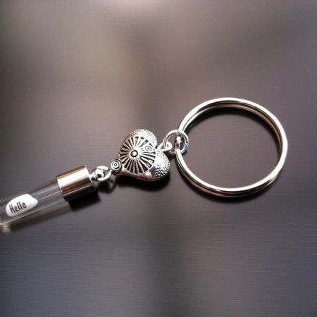 antique heart rice charm key ring