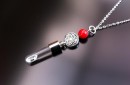 celtic red coral rice charm on chain
