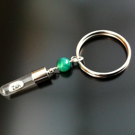 green agate rice charm key ring