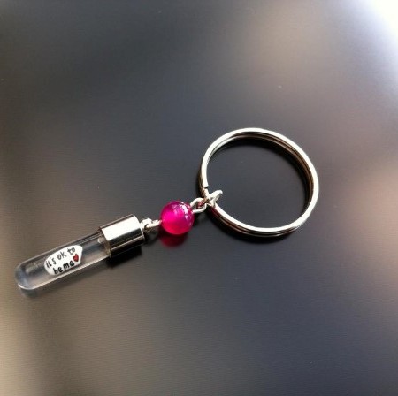 粉紅色的瑪瑙水稻魅力鑰匙扣