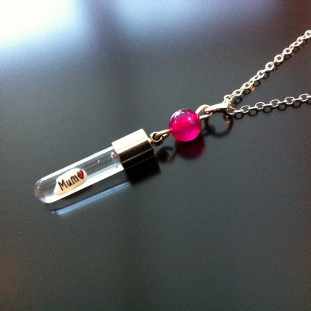 pink agate rice charm on chain