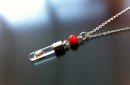 red coral rice charm on chain