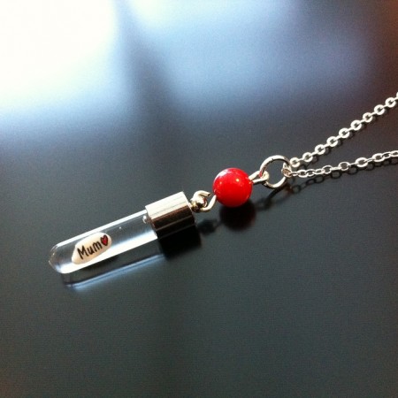 red coral rice charm on chain