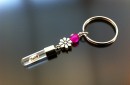 銀粉紅色的花瑪瑙大米魅力鑰匙扣