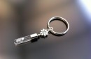 silver flower rice charm key ring