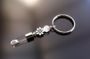 Rice Charm key ring - rose quartz - flower