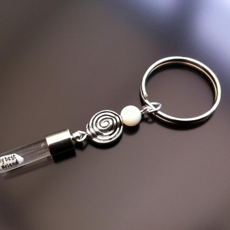 spiral mother of pearl rince charm key ring