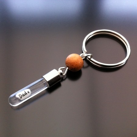 rice charm key ring with rose wood