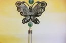 rice writing filigree large butterfly dreamcatcher rice charm with green agate crystal