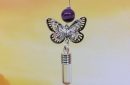rice writing filigree small buttefly dreamcatcher rice charm with purple banded agate crystal