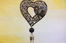 rice writing filigree twin heart dreamcatcher rice charm with purple agate crystal
